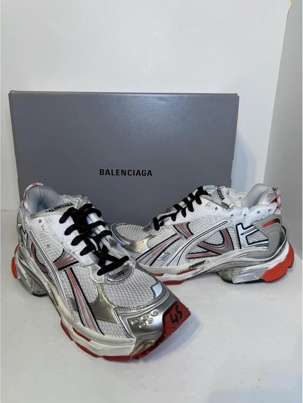 Balenciaga Runner Sneakers White/Red/Black SZ 45 Brand New